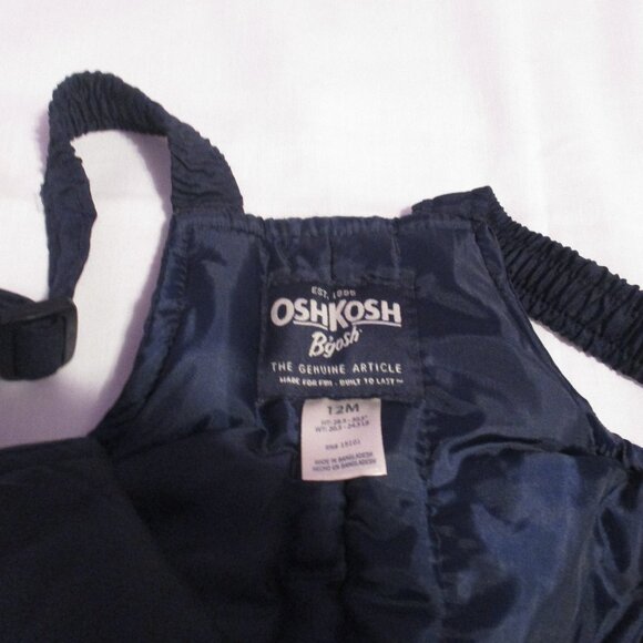 OshKosh Bgosh Snow Bib Pants Infant 12M Navy Insulated Winter Overalls - Picture 3 of 5